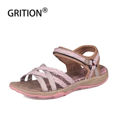 GRITION-Sandales de plage pour femmes chaussures plates d'extérieur pour dames parka ouverte