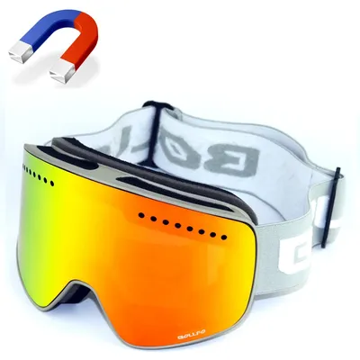BOLLFO marque magnétique lunettes de Ski Double lentille alpinisme lunettes UV400 Anti-buée lunettes
