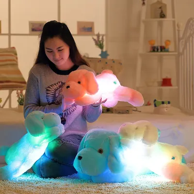 1 pc 50 cm lumineux chien en peluche poupée coloré LED lumineux chiens enfants jouets pour fille