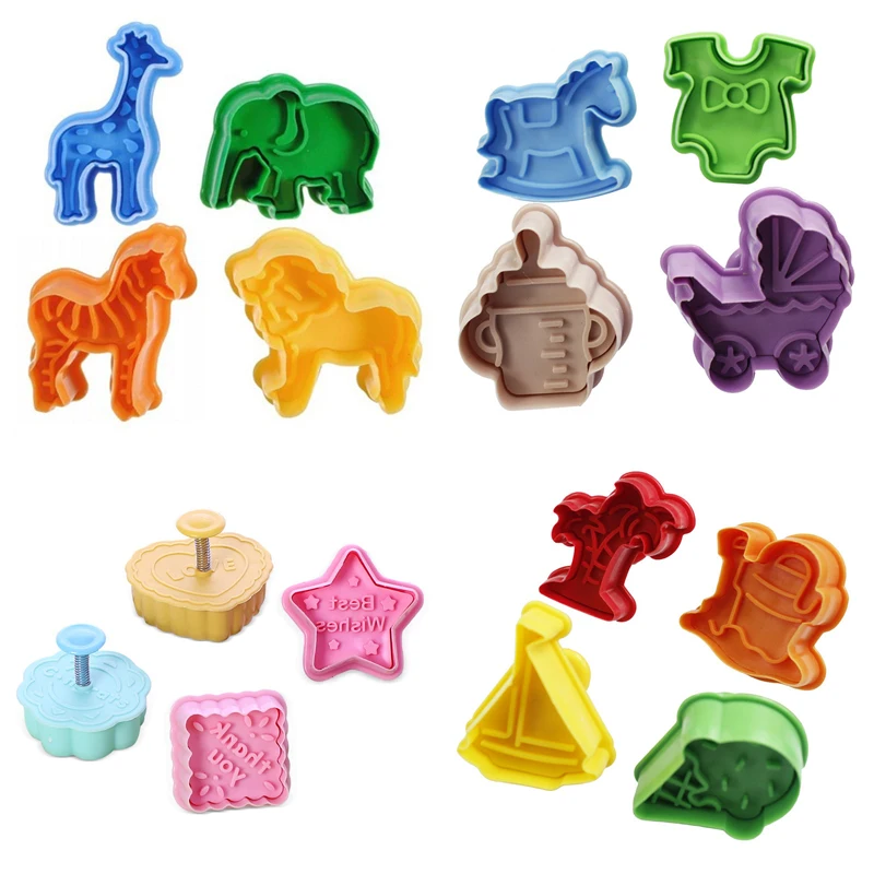 4 pièces bricolage 3D animaux légumes fruits pâte à modeler Slime moule ensemble d'outils Kit capacité jouer pâte argile jouet éducatif pour enfants cadeau