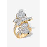 Women's Yellow Gold Plated Cubic Zirconia Butterfly Wraparound Ring by PalmBeach Jewelry in Butterfly (Size 11)