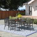 Lark Manor™ Alyah Rectangular 6 - Person 60.2" Long Outdoor Dining Set Metal in Black | Wayfair 37377E7860724FB9992BB17770306A74