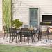 Lark Manor™ Alyah Rectangular 6 - Person 60.2" Long Outdoor Dining Set Metal in Black | Wayfair 37377E7860724FB9992BB17770306A74