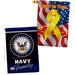 Breeze Decor Navy Proudly Family 2-Sided Polyester 40 x 28 in. House Flag in Black/Gray/Red | 40 H x 28 W in | Wayfair