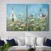 August Grove® Country Church I - 2 Piece Print Wall Art Set Canvas/Metal in Blue/Green/White | 32 H x 48 W x 1 D in | Wayfair