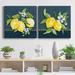 August Grove® Lemon Squeeze I - 2 Piece Wrapped Canvas Painting Print Set Metal in Blue/Yellow | 40 H x 80 W x 1 D in | Wayfair