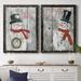 The Holiday Aisle® Let It Snow Snowman - 2 Piece Textual Art Print Set Canvas, Solid Wood in Gray/Green/White | 1.5 D in | Wayfair