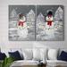 The Holiday Aisle® Festive Snowman I - 2 Piece Painting Print Set Canvas in Gray/Red/White | 40" H x 60" W x 1" D | Wayfair