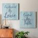 Breakwater Bay Anchored by Love - 2 Piece Wrapped Canvas Textual Art Print Set Canvas, Solid Wood in Blue | 10" H x 10" W x 1.25" D | Wayfair