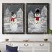 The Holiday Aisle® Festive Snowman I - 2 Piece Painting Print Set Canvas in Gray/Red/White | 31 H x 44 W in | Wayfair