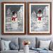 The Holiday Aisle® Festive Snowman I - 2 Piece Painting Print Set Paper in Gray/Red/White | 31 H x 44 W in | Wayfair