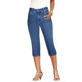 Plus Size Women's Invisible Stretch® Contour Capri Jean by Denim 24/7 in Medium Wash (Size 30 W)