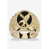 Men's Big & Tall Men's Yellow Gold over Sterling Silver Natural Black Onyx Eagle Ring by PalmBeach Jewelry in Onyx (Size 11)