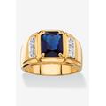 Men's Big & Tall Men's 18K Gold-plated Diamond and Sapphire Ring by PalmBeach Jewelry in Diamond Sapphire (Size 14)