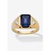 Men's Big & Tall Men's 18K Gold over Sterling Silver Sapphire and Diamond Accent Ring by PalmBeach Jewelry in Sapphire Diamond (Size 15)