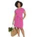 Plus Size Women's Knit Drawstring Dress by ellos in Tropical Raspberry White Stripe (Size 18/20)
