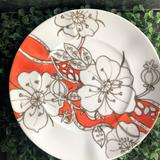 Anthropologie Kitchen | Anthropologie: Orange Floral Handdrawn Plate | Color: Orange/White | Size: Os