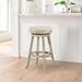 Dovecove Nia Swivel Solid Wood Counter & Bar Stool Wood in Brown/White | 29.5 H x 17.75 W x 17.75 D in | Wayfair AB6D77B8FDA54ADA88BCA9BE2770F18A