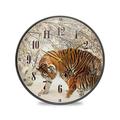 ALAZA Large Round Silent Wall Clock, Animal Tigers Family Non Ticking Clock for Living Room Kitchen Bedroom Office Ornaments Decorative,Desktop Stand