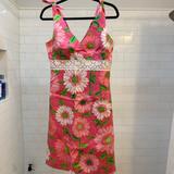 Lilly Pulitzer Dresses | Lilly Pulitzer Pink Linen Floral Dress | Color: Green/Pink | Size: 8