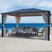 EROMMY Outdoor Hardtop 12 Ft. W x 10 Ft. D Aluminum Patio Gazebo Aluminum/Hardtop/Metal in Brown/Gray | 104.4 H x 144 W x 120 D in | Wayfair