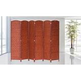 Winston Porter Andreu Folding Room Divider Screen Bamboo Woven Insert 71" High Bamboo/Rattan in Red/Pink/White | 71 H x 104 W x 1 D in | Wayfair