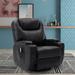 Red Barrel Studio® PU Recliner Rocker Chair w/ Heated Massage 360 Degree Swivel w/ Cup Holders Living Room Faux /Water Resistant | Wayfair
