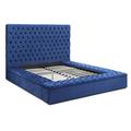 Everly Quinn Penticton Tufted Low Profile Storage Platform Bed Metal in Blue | 62 H x 105 W x 100 D in | Wayfair B16A952258A8497C861484E424E34DBC