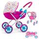 Milly Mally Dori Folding Doll's Pram for Girls from 3 Years with Hood, Foam Wheels, Candy Straps