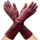 Harssidanzar Women's Elbow Long Opera Leather Gloves GL014,Burgundy,Size S