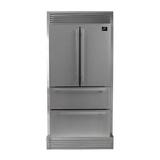 Forno Moena 36-Inch French Door 19.2 Cu.Ft. Stainless Steel Refrigerator, Decorative Grill - 40-Inch Wide in Black/Gray/White | Wayfair