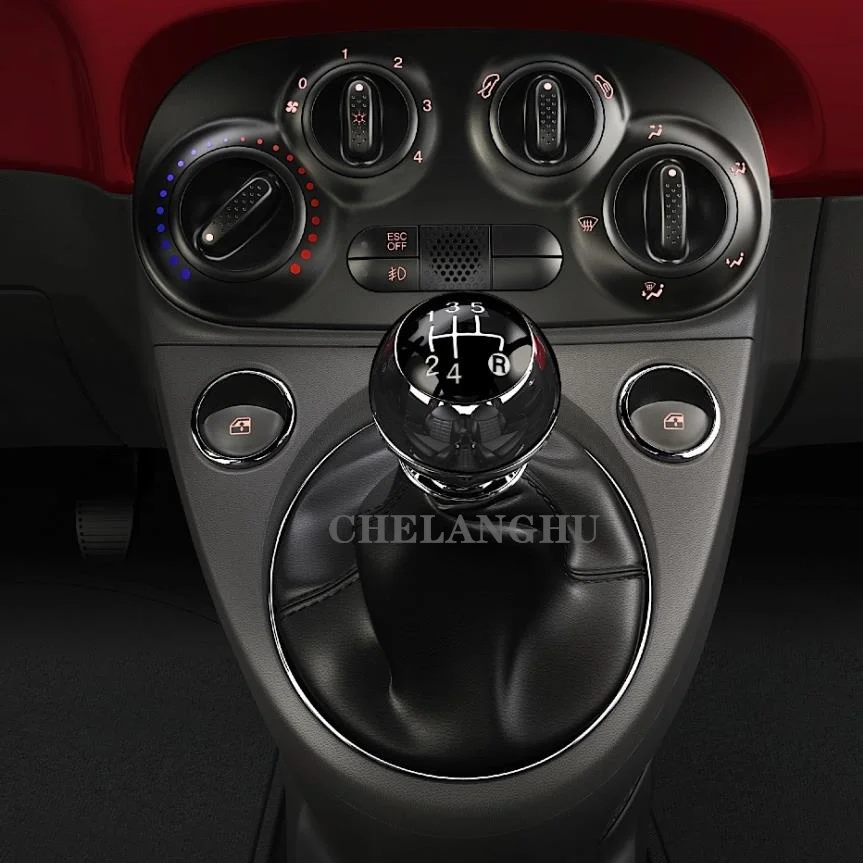 Pommeau de levier de vitesse en cuir pour Fiat, levier de vitesse à 5 vitesses, niveau, botte pour Fiat 500, 500C, 2007, 2008, 2009, 2010, 2011, 2012, 2013, 2014, 2015, 2016, 2017, 2018
