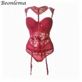 Beonlema-Ensemble corset en dentelle florale pour femme lingerie sexy soutien-gorge gothique