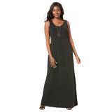 Plus Size Women's Stretch Knit Tank Maxi Dress by The London Collection in Black (Size 16)