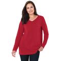 Plus Size Women's Perfect Long-Sleeve V-Neck Tee by Woman Within in Classic Red (Size 2X) Shirt