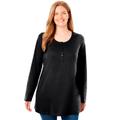 Plus Size Women's Perfect Long-Sleeve Henley Tee by Woman Within in Black (Size 2X) Shirt