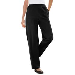 Plus Size Women's 7-Day Knit Ribbed Straight Leg Pant by Woman Within in Black (Size L)