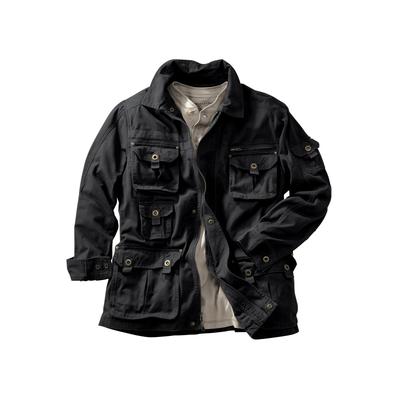 Men's Big & Tall 9 Pocket Twill Utility Jacket by Boulder Creek in Black (Size 7XL)