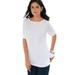 Plus Size Women's Stretch Cotton Cuff Tee by Jessica London in White (Size 14/16) Short-Sleeve T-Shirt