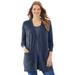 Plus Size Women's Perfect Longer-Length Cotton Cardigan by Woman Within in Navy (Size M) Sweater