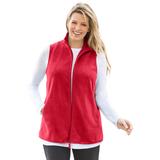 Plus Size Women's Zip-Front Microfleece Vest by Woman Within in Classic Red (Size 1X)