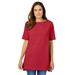 Plus Size Women's Perfect Short-Sleeve Boatneck Tunic by Woman Within in Classic Red (Size 1X)