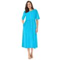 Plus Size Women's Button-Front Essential Dress by Woman Within in Paradise Blue Polka Dot (Size M)