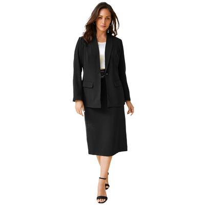 Plus Size Women's 2-Piece Stretch Crepe Single-Breasted Skirt Suit by Jessica London in Black (Size 22) Set