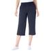 Plus Size Women's Elastic-Waist Knit Capri Pant by Woman Within in Navy (Size M)