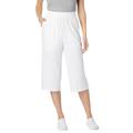 Plus Size Women's Elastic-Waist Knit Capri Pant by Woman Within in White (Size M)