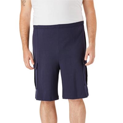 Men's Big & Tall Lightweight Jersey Cargo Shorts by KingSize in Navy (Size 5XL)