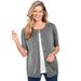 Plus Size Women's Perfect Elbow-Length Sleeve Cardigan by Woman Within in Medium Heather Grey (Size 3X) Sweater