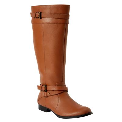 Extra Wide Width Women's The Janis Tall Regular Calf Leather Boot By Comfortview by Comfortview in Cognac (Size 7 1/2 WW)