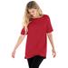 Plus Size Women's Perfect Cuffed Elbow-Sleeve Boat-Neck Tee by Woman Within in Classic Red (Size 4X) Shirt